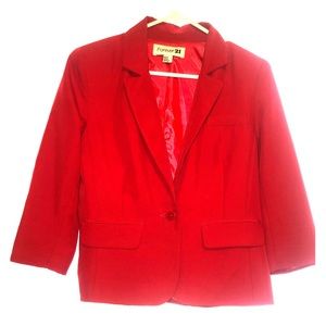 Red Quarter Sleeved Blazer.